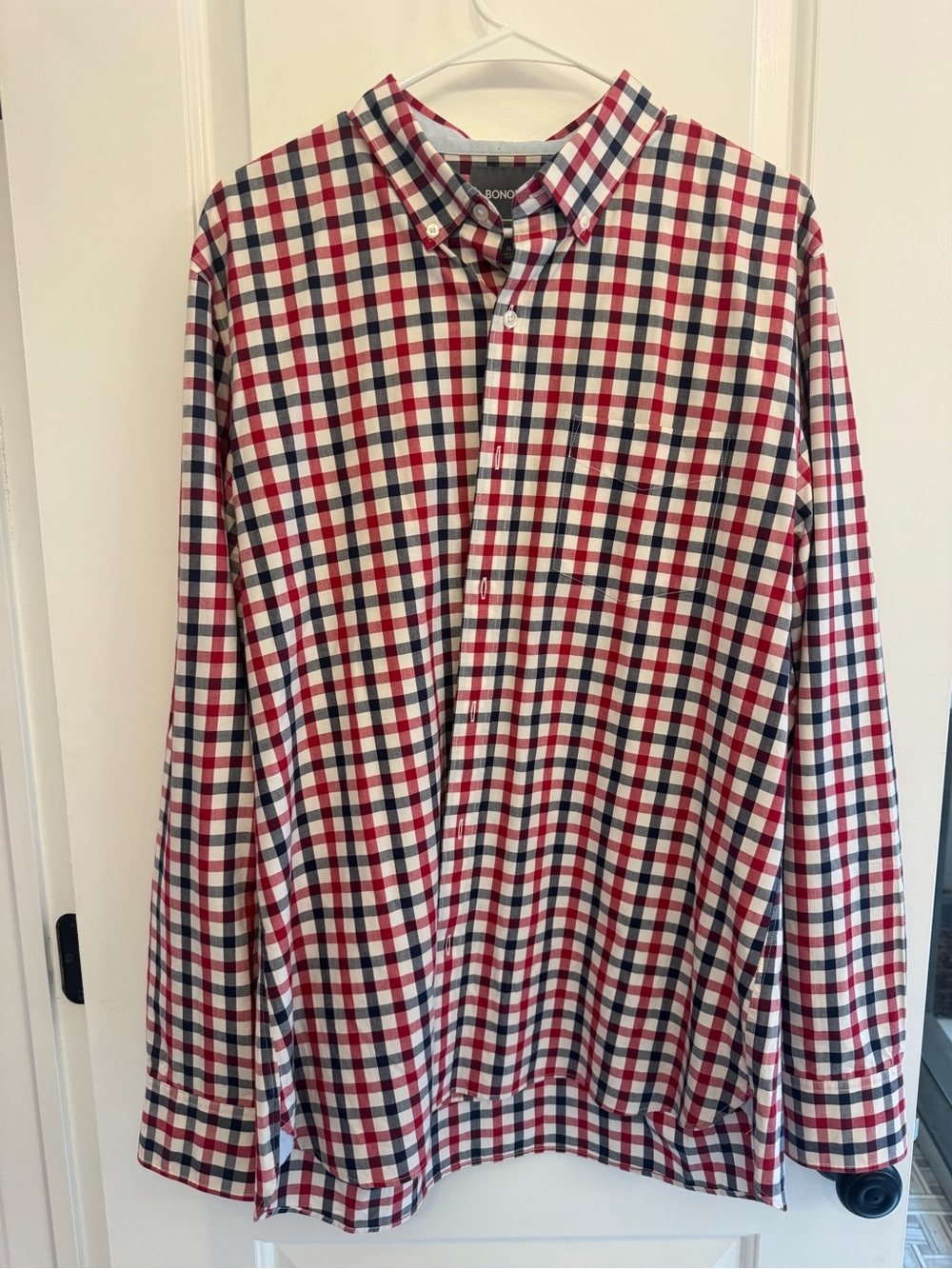 Bonobos XL Tailored Slim Fit Men's Red and Navy Check Button-Down Shirt